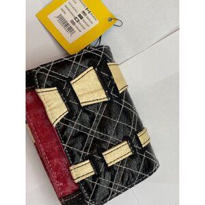 Cirque Du Soleil Womens Quilted Trifold Wallet Black/Red With Bow Accent Faux Le